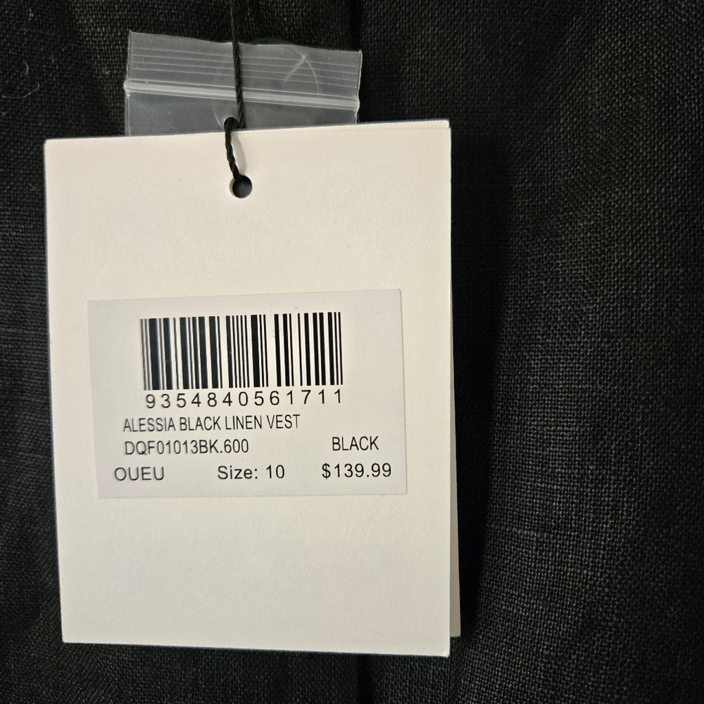 NWT DISSH Alessia Linen Vest Top in Black Size 6 US Tailored Longline Lined - Picture 14 of 16